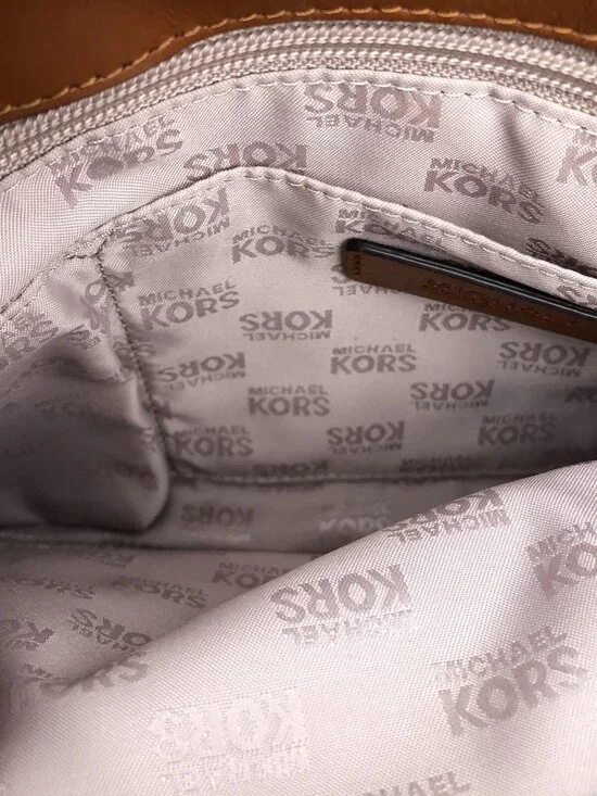 MICHAEL KORS Florence Satchel Purse Leather Brown Top Handle Hand Bag Shoulder - Picture 5 of 16